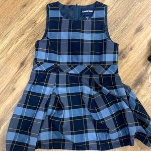 Lands End School Uniform Girls Plaid Jumper Classic Navy Plaid Size 6